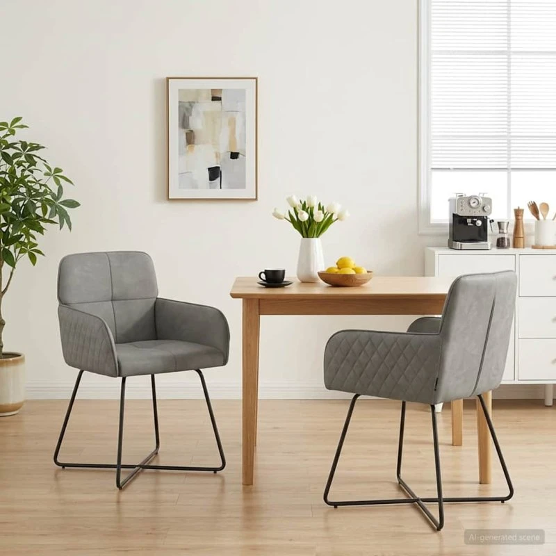 vidaXL Spisestole 2 stk. Fløjl Lysegrå 59 x 56,5 x 86 cm