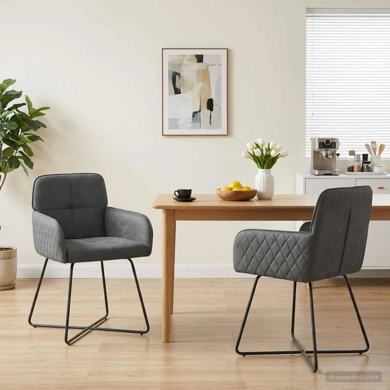 vidaXL Spisestole 2 stk. Fløjl Mørkegrå 59 x 56,5 x 86 cm