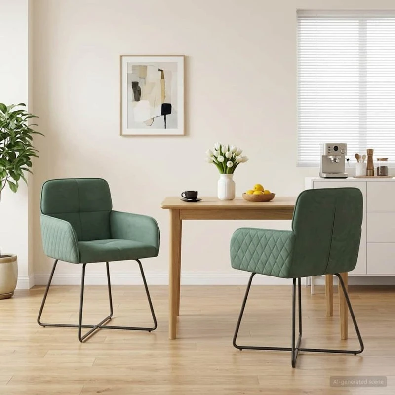 vidaXL Spisestole 2 stk. Fløjl Havgrøn 59 x 56,5 x 86 cm