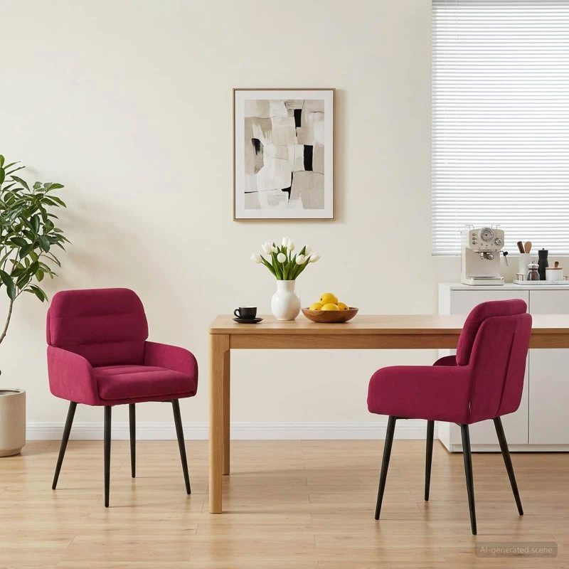 vidaXL Spisestole 2 stk. Fløjl Vinrød 59 x 59,5 x 90 cm