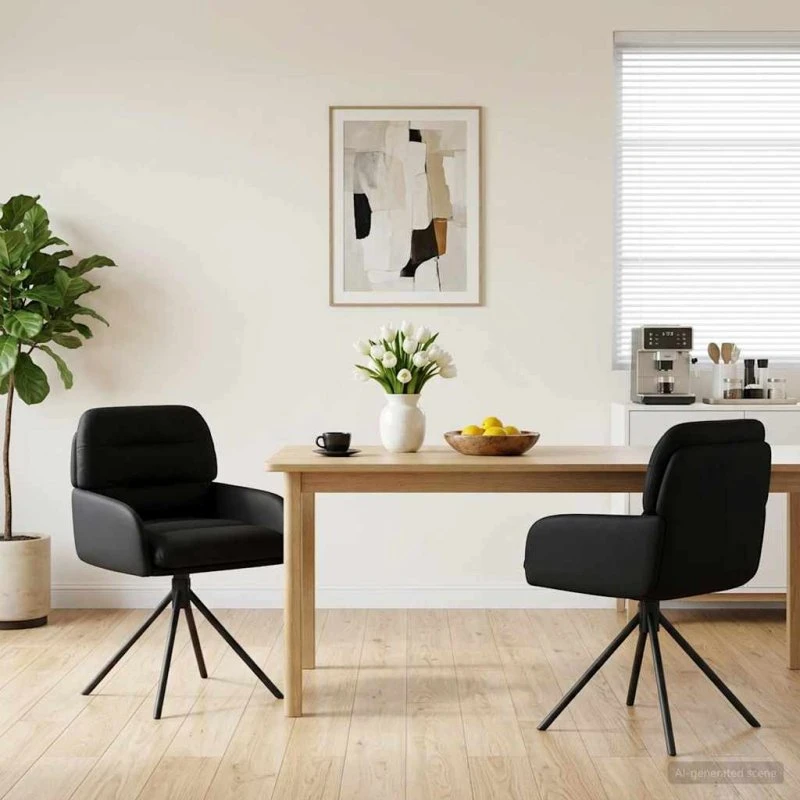 vidaXL Svingende Spisestole 2 stk. Sort Kunstlæder 59x59,5x90 cm