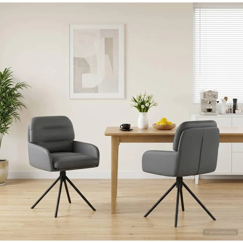 vidaXL Svingende Spisestole 2 stk. Grå Kunstlæder 59x59,5x90 cm