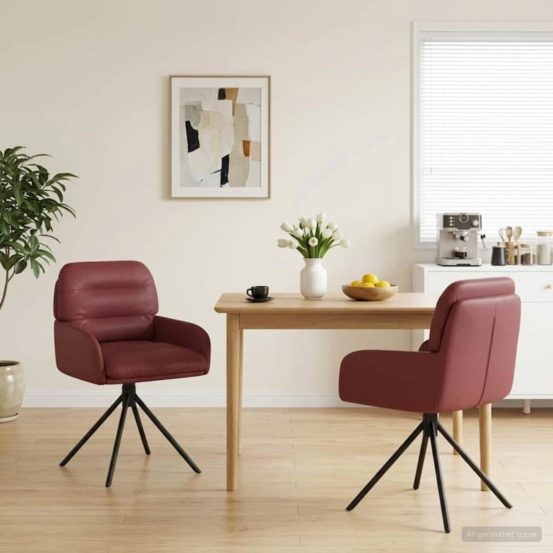 vidaXL Svingende Spisestole 2 stk. Vinrød Kunstlæder 59x90cm