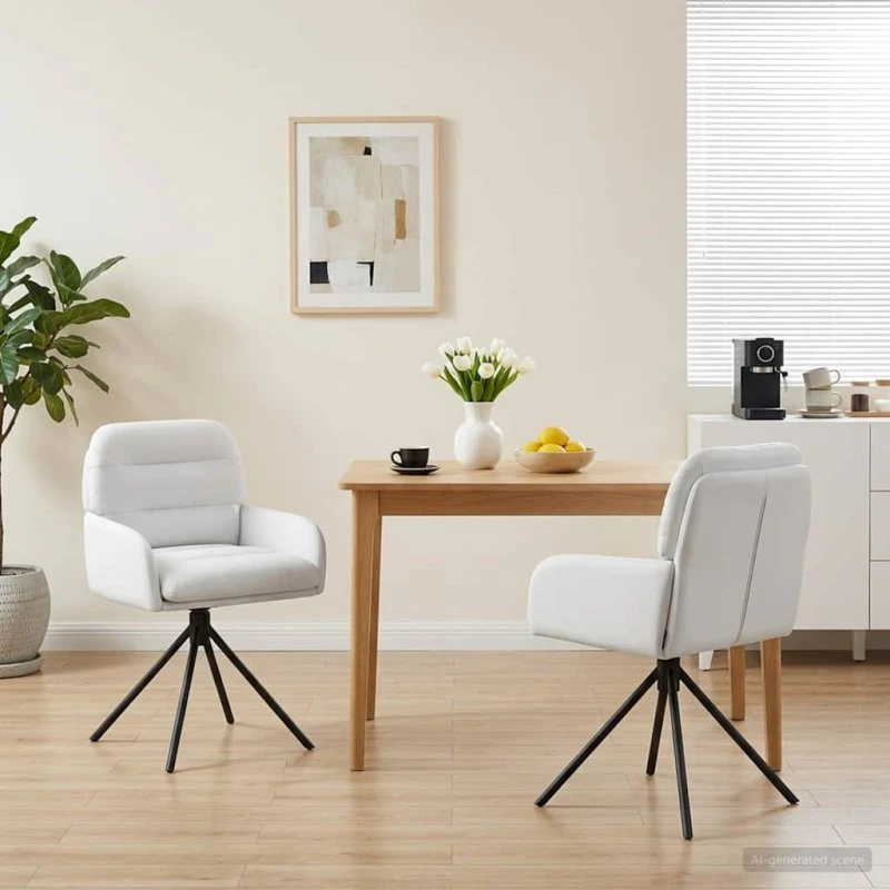 vidaXL Svingende Spisestole 2 stk. Kunstlæder Hvid 59x59,5x90 cm