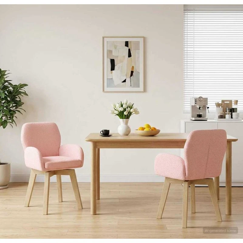 vidaXL Svingende Spisestole 2 stk. Bouclé Lyserød, 54x58x87 cm