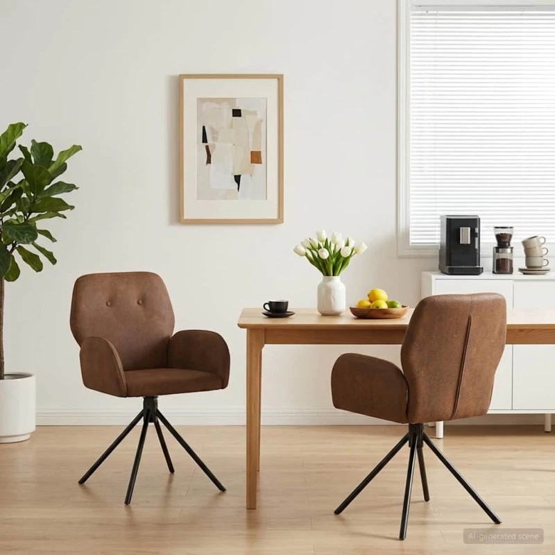 vidaXL Svingende Spisestole 2 stk. i Faux Suede Læder, Brun