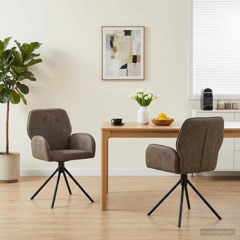 vidaXL Svingende Spisestole 2 stk. Faux Suede Læder, Mørkegrå