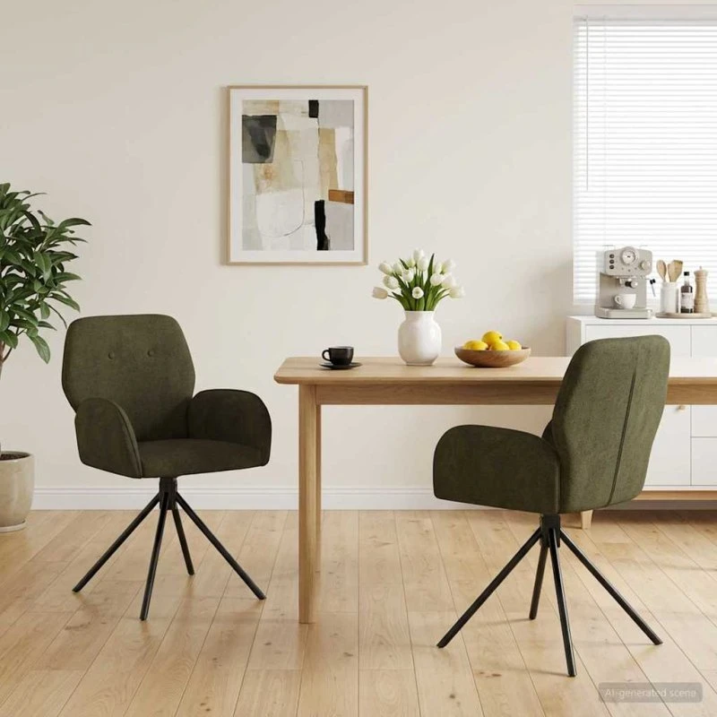 vidaXL Svingende Spisestole 2 stk. i Faux Suede Læder - Army Grøn