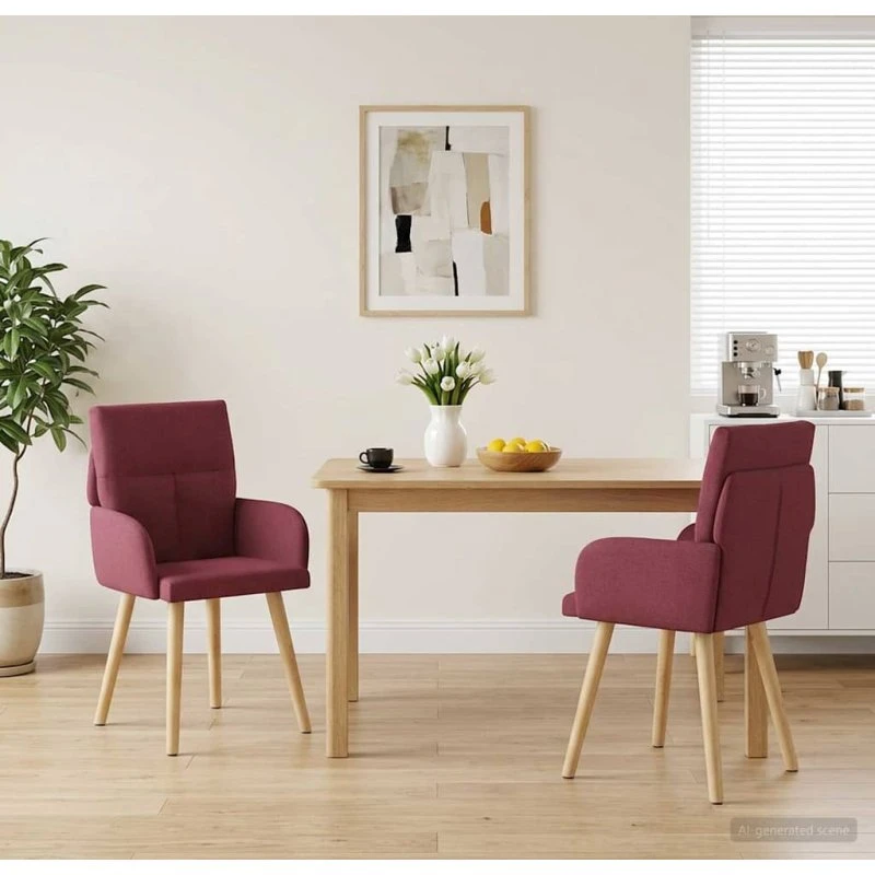 vidaXL Spisestole 2 stk. Vinrød Stof 60 x 56 x 96 cm