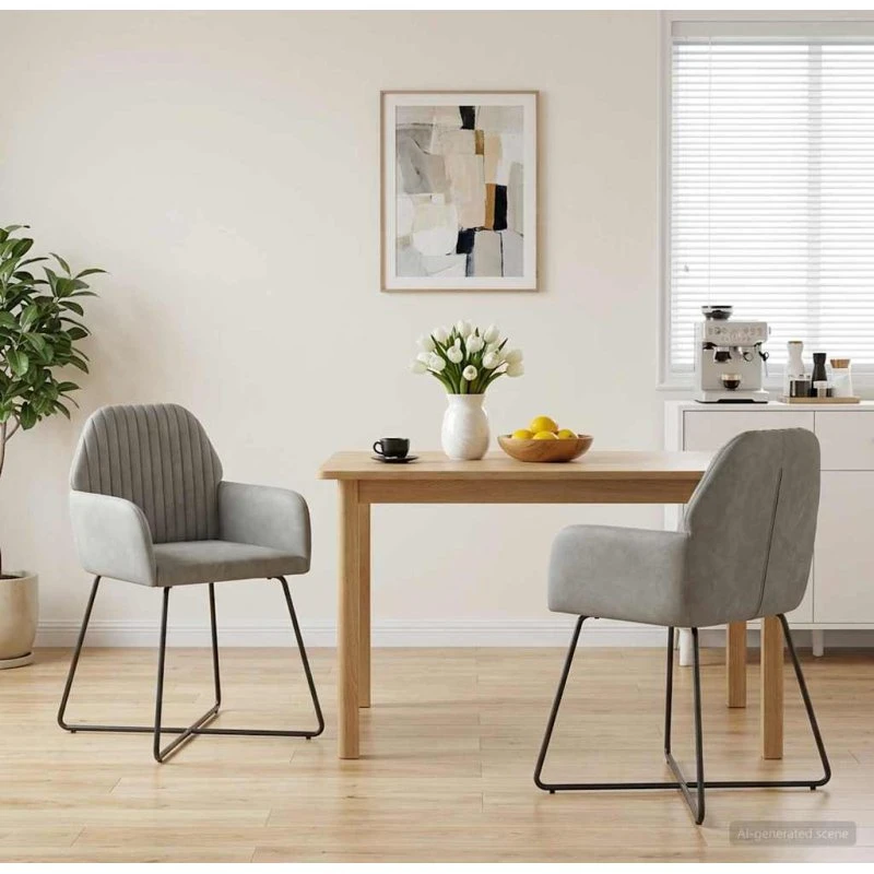 vidaXL Spisestole 2 stk. Fløjl Lysegrå 55 x 50 x 84 cm