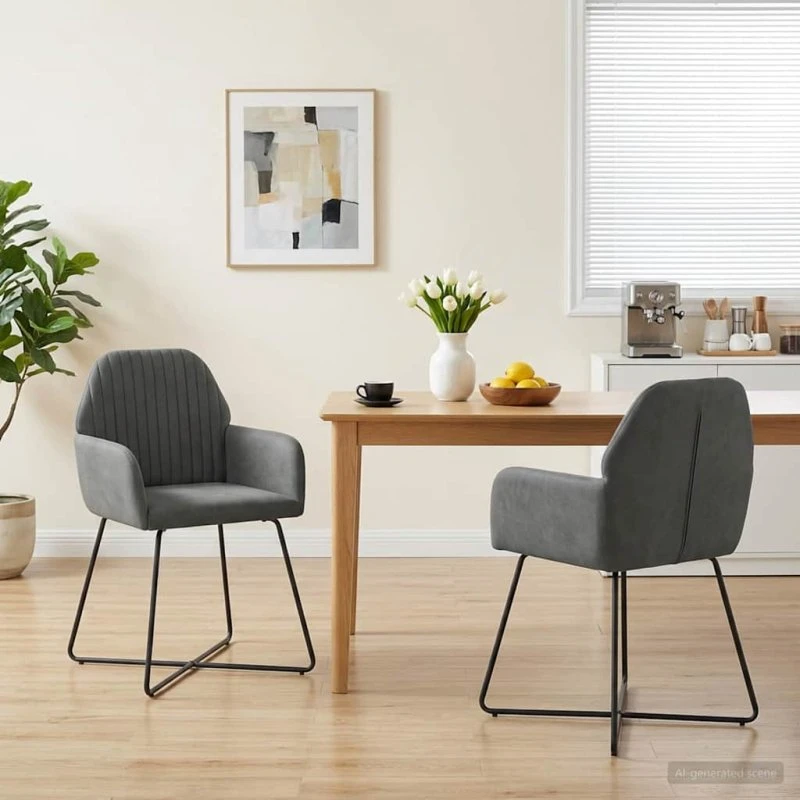 vidaXL Spisestole 2 stk. Fløjl Mørkegrå 55 x 50 x 84 cm