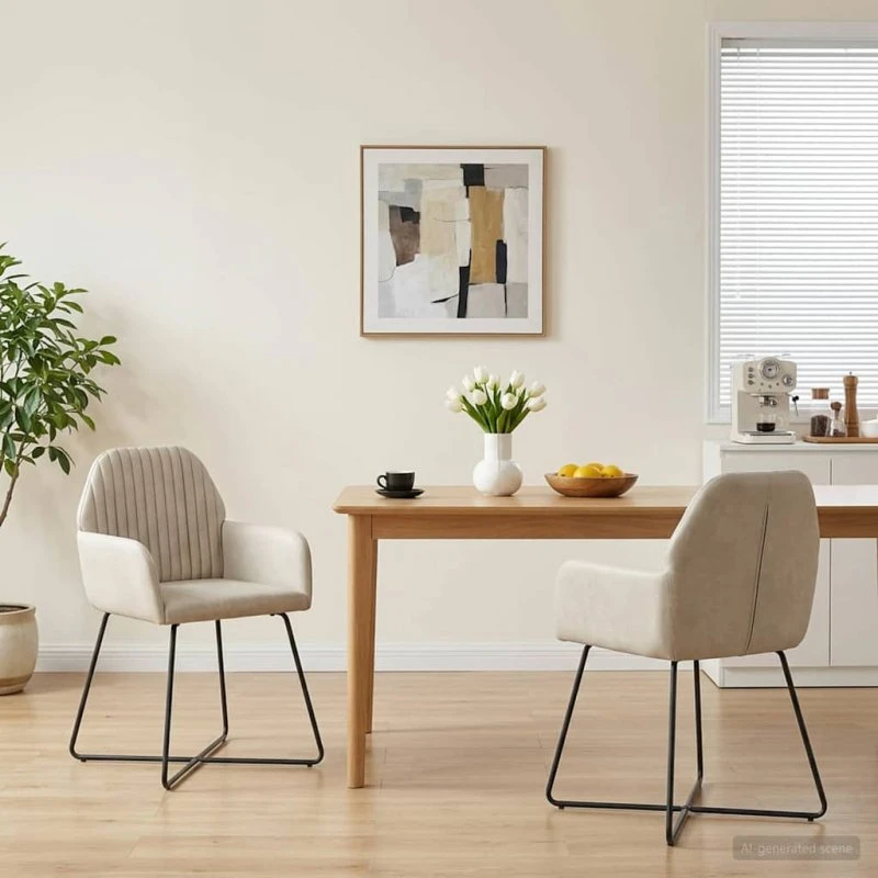 vidaXL Spisestole 2 stk. Fløjl Cremefarvet 55 x 50 x 84 cm