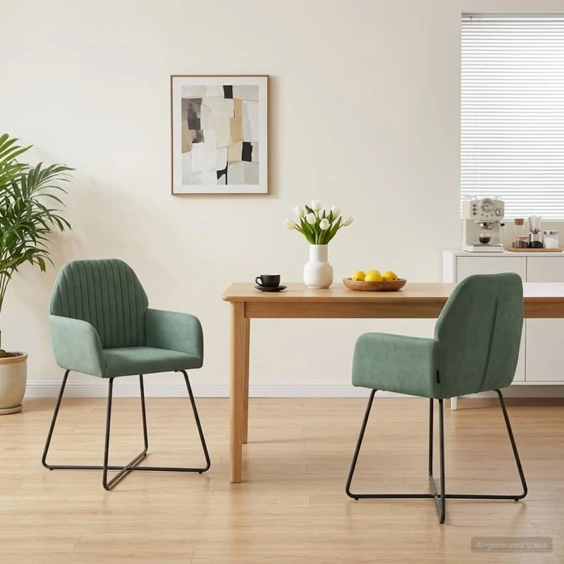 vidaXL Spisestole 2 stk. Fløjl Havgrøn 55 x 50 x 84 cm