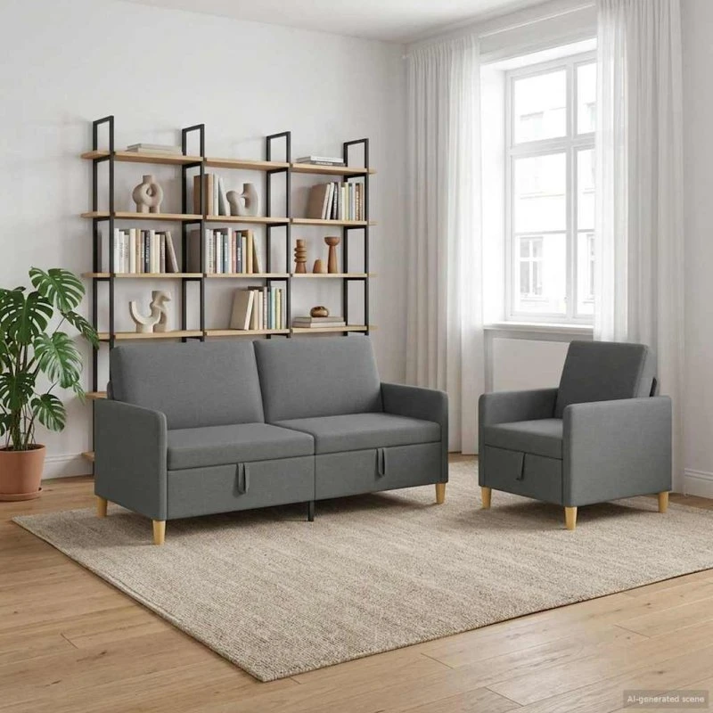 vidaXL Sofa sæt med opbevaring, 3+1 pers., mørkegrå