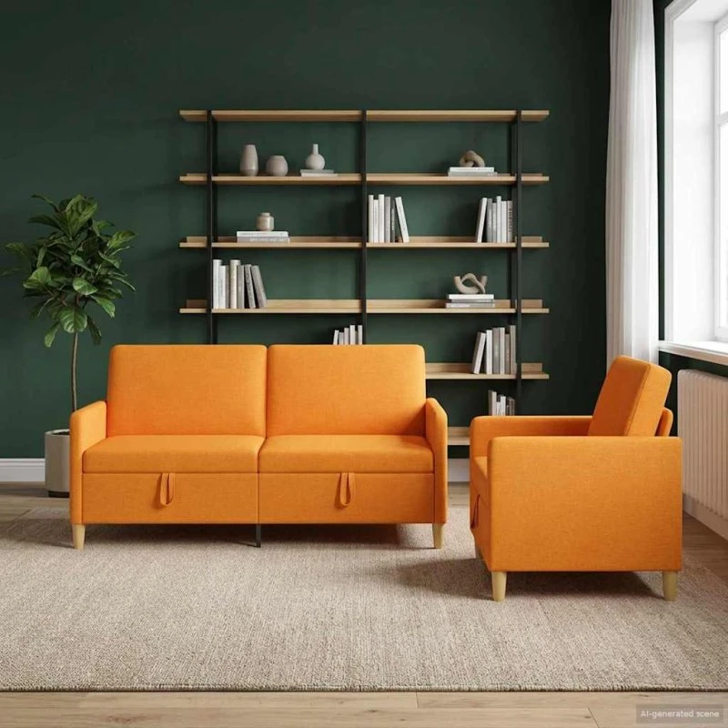 vidaXL Sofasæt med opbevaring i mørk gul polyester