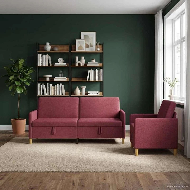 vidaXL Sofa sæt med opbevaring, 2 stk., Vinrød