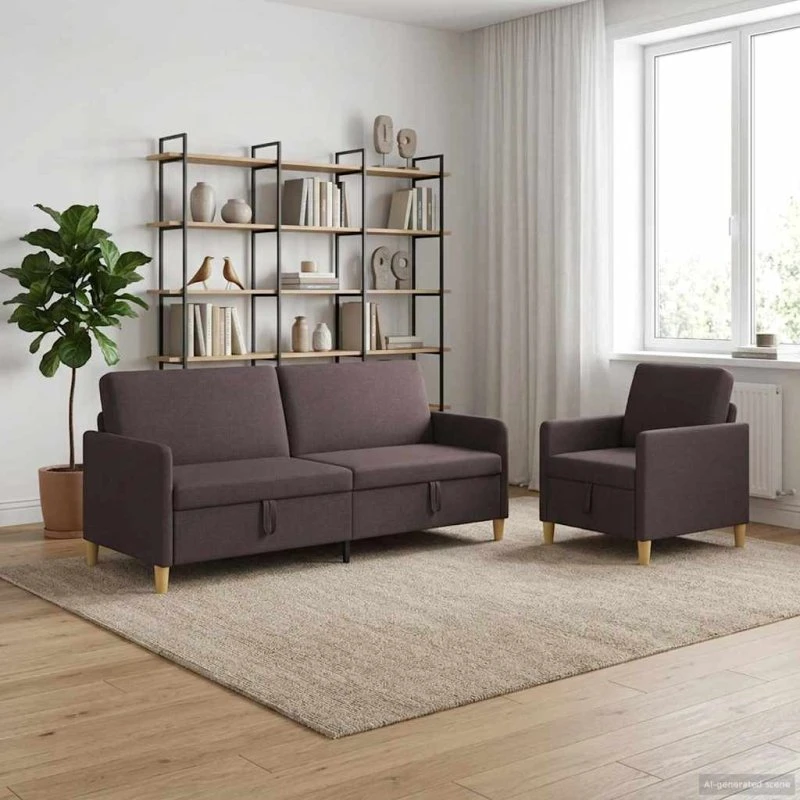 vidaXL Sofasæt med opbevaring, 3+1 person, Mørk Brun
