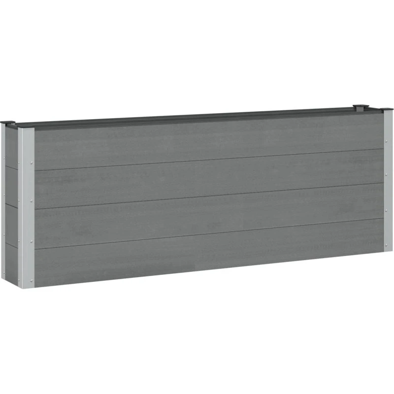Højbed i grå WPC og aluminium - 200 × 30 × 72 cm