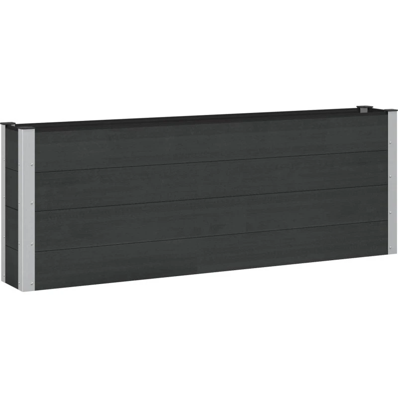Højbed i WPC og aluminium - sort, 200 × 30 × 72 cm
