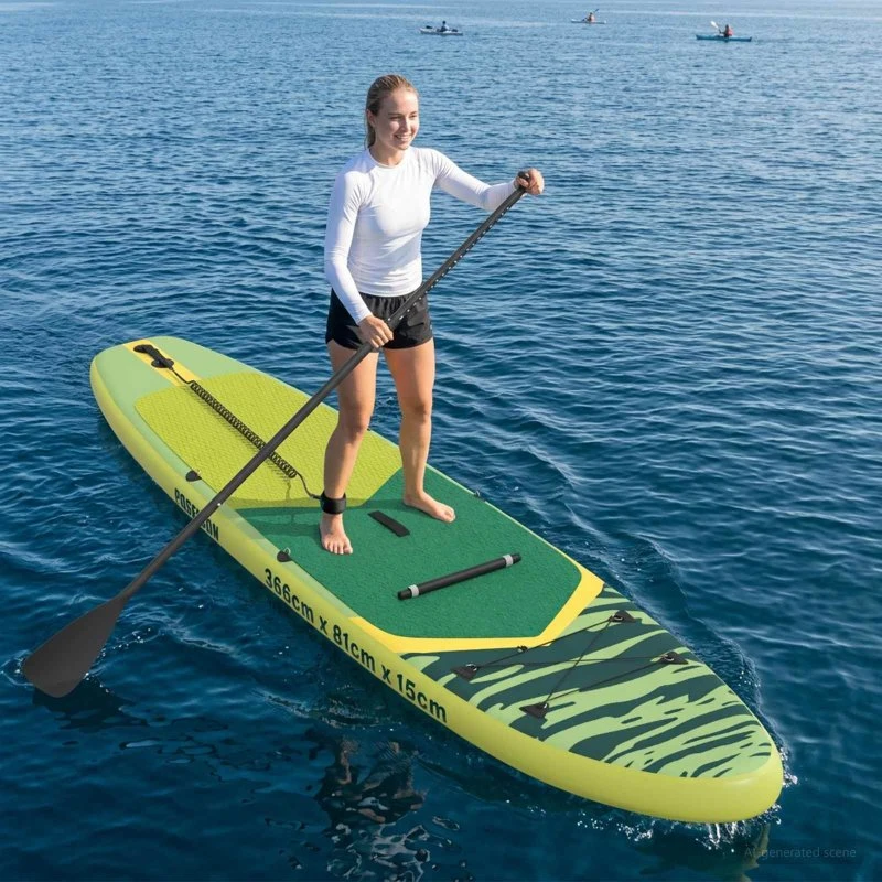 vidaXL SUP board POSEIDON 2-i-1 med sæde, 366 x 81 x 15 cm, Grøn