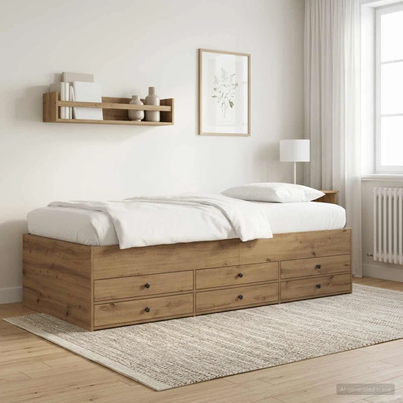 vidaXL Sengestel med opbevaring Artisan-eg 80 x 200 cm
