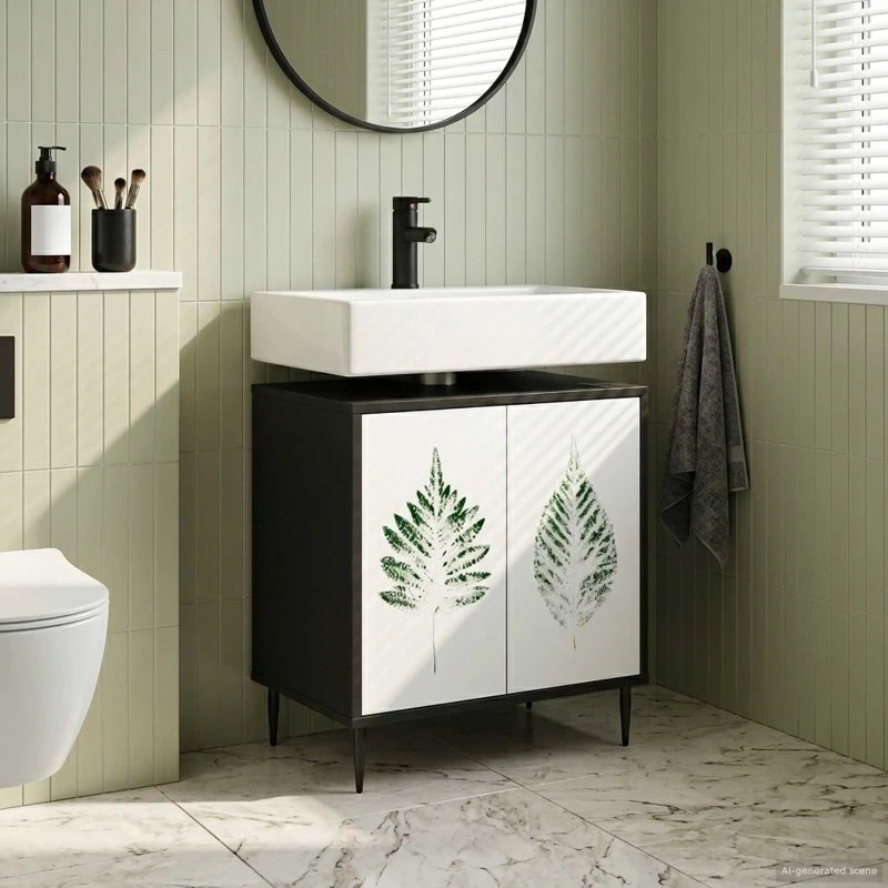 vidaXL Badeværelsesskab HANAU Sort eg 60x40x61 cm
