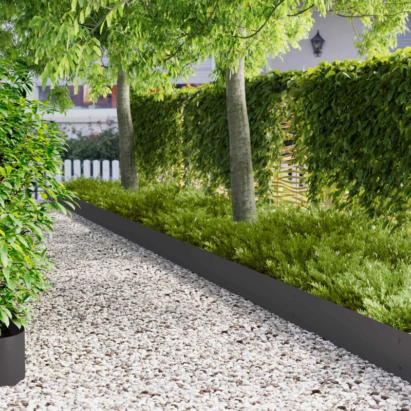 vidaXL Plænekant 10 stk. 103 x 25 cm Stål Sort
