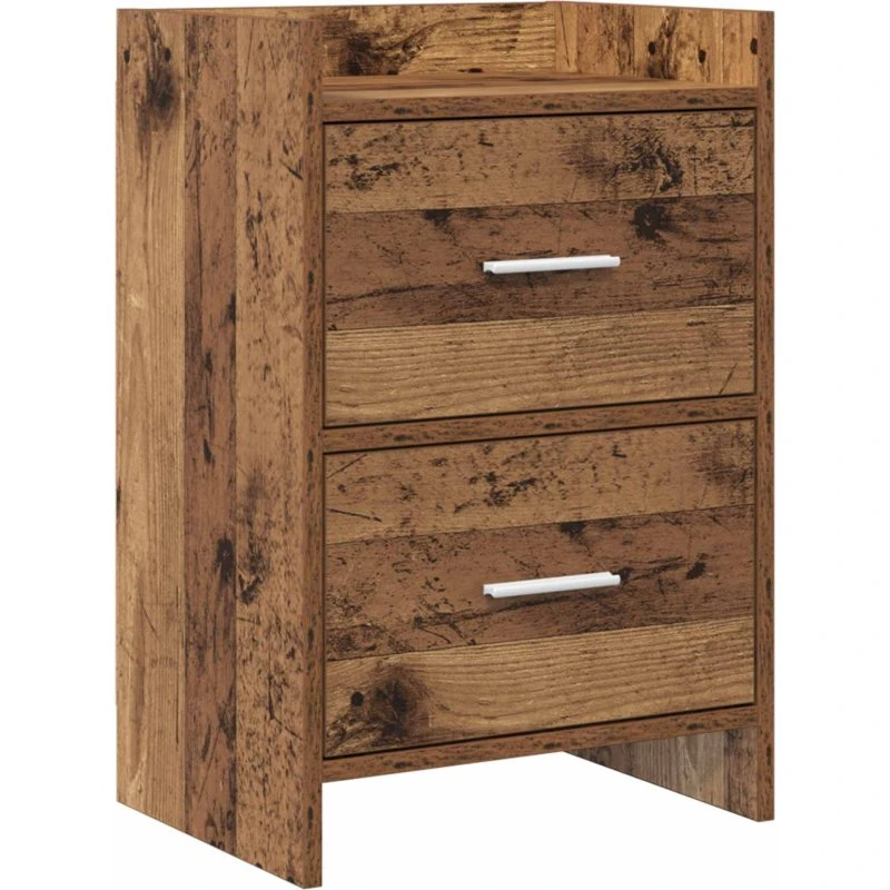 vidaXL Sengebord i gammelt træ 40 x 30 x 60 cm med 2 skuffer