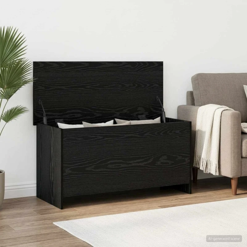 vidaXL Opbevaringskiste Sort Eg 100 x 40 x 50 cm