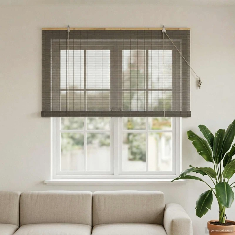 vidaXL Rullegardin Bambus Grå 140 x 160 cm