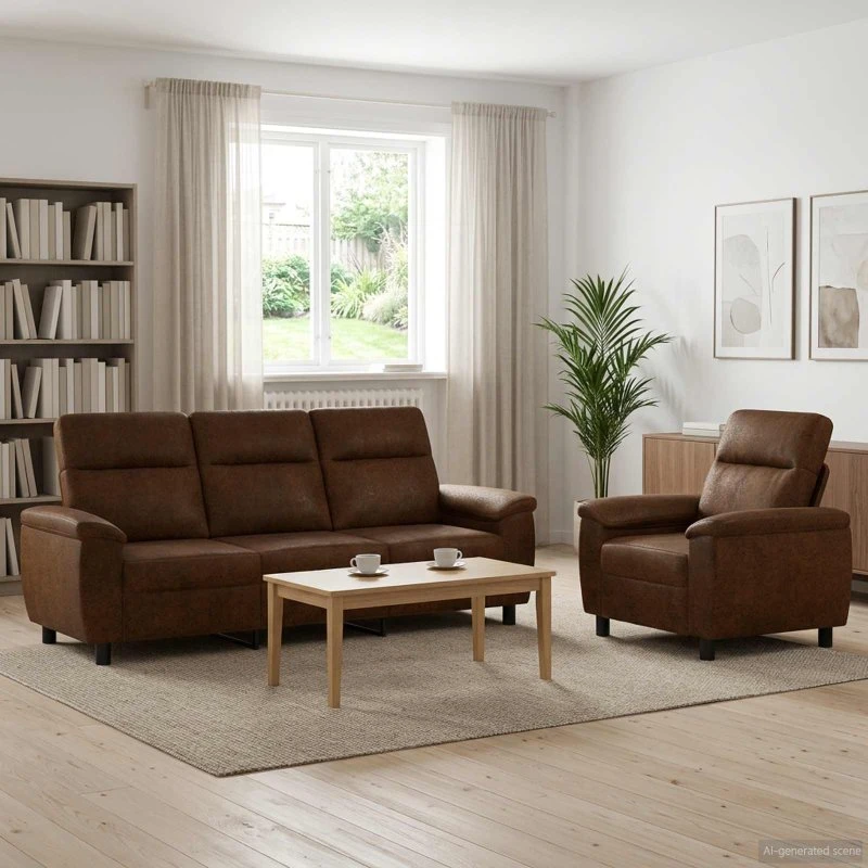 vidaXL Sofa Sæt 2 stk. Brun Faux Suede Læder