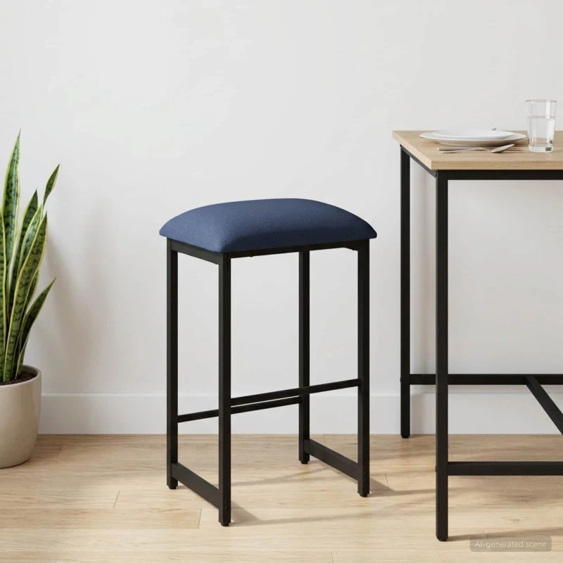 vidaXL Barbænk Blå 40 x 32 x 64 cm - Moderne Barstol i Træ