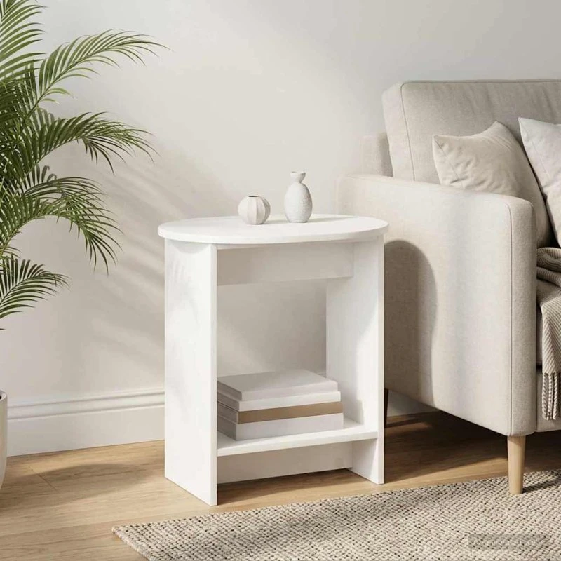 vidaXL Sidebord Hvid 50 x 39,5 x 55 cm - Konstrueret træ