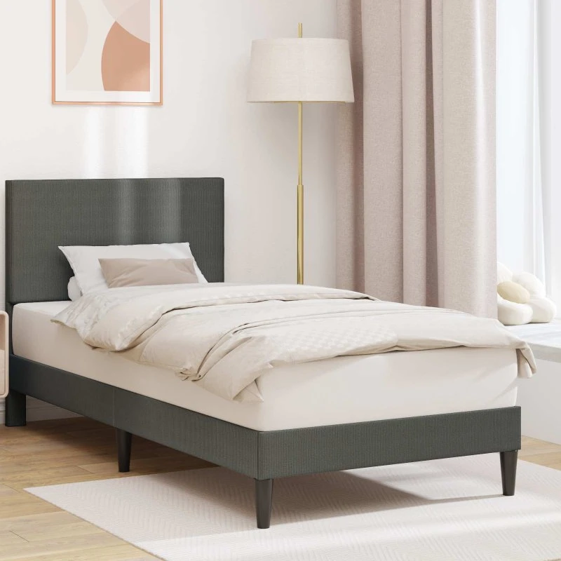 vidaXL Sengestel med hovedgærde Mørkegrå 80x200 cm Cordfløjl