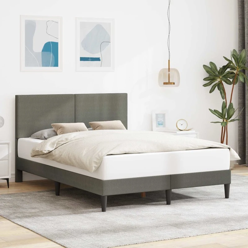 vidaXL Sengestel med hovedgærde i lysegrå velour 120 x 200 cm