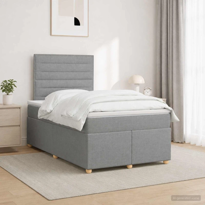 vidaXL Boxmadras med topmadras Lysegrå 120 x 200 cm