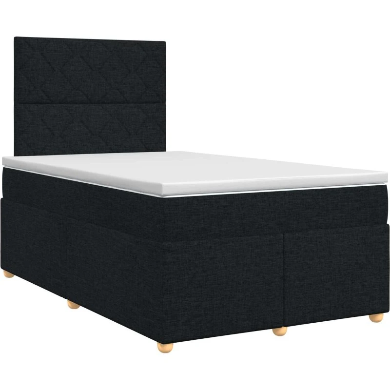 vidaXL Boxmadras med topmadras og hovedgærde, Sort, 120 x 200 cm