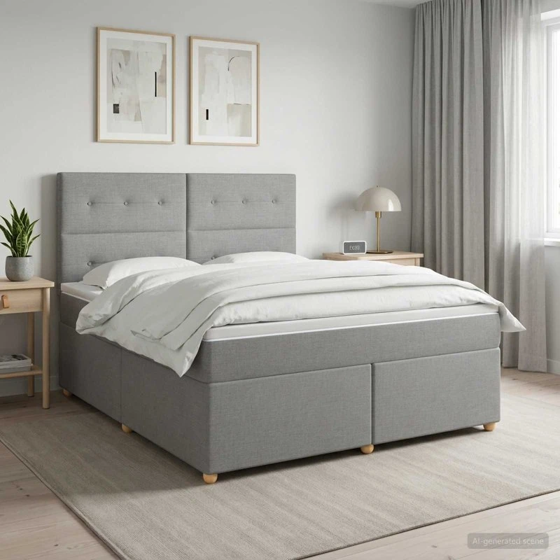 vidaXL Boxmadras med topmadras Lysegrå 140 x 200 cm