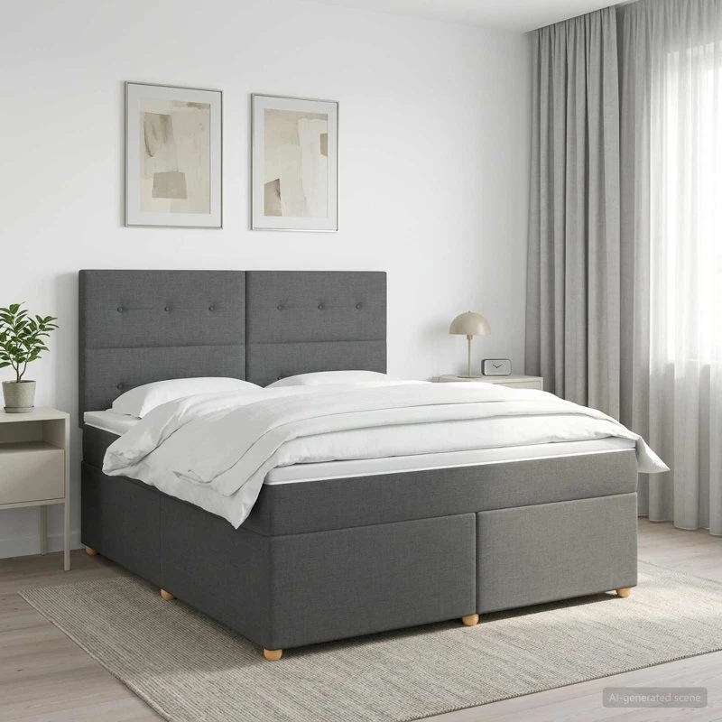 vidaXL Boxmadras med topmadras Mørkegrå 140 x 200 cm