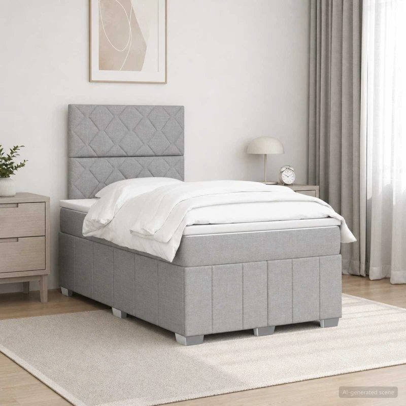 vidaXL Boxmadras med topmadras, Lysegrå, 120 x 190 cm