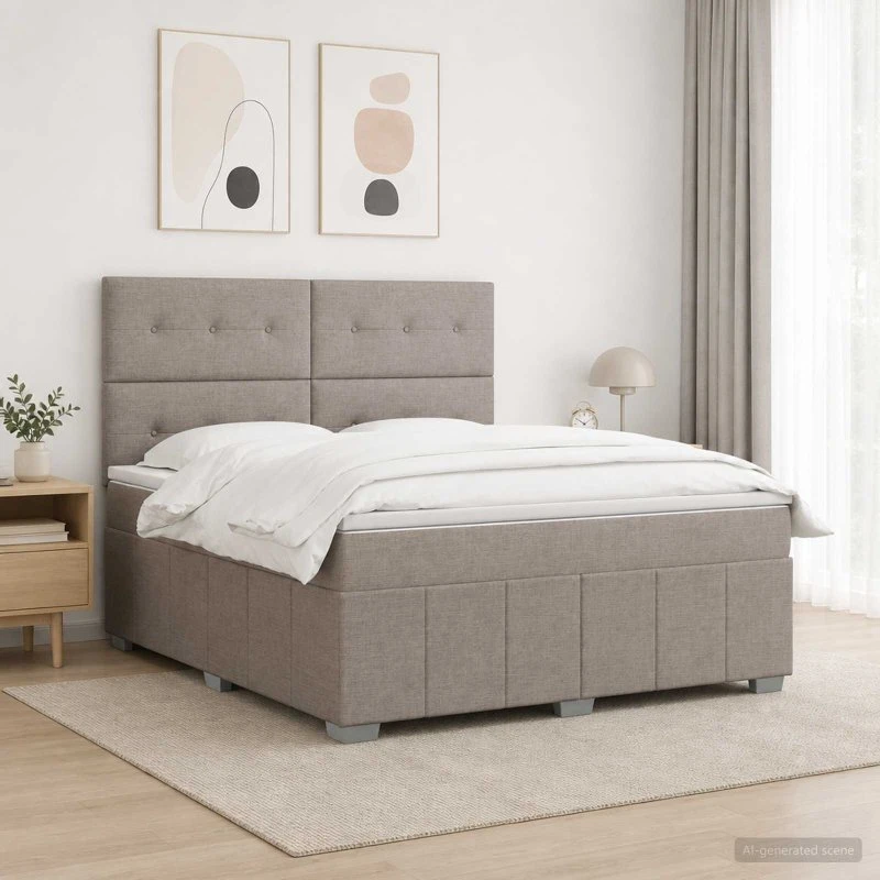vidaXL Boxmadras med topmadras Gråbrun 140 x 200 cm