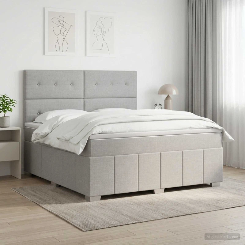 vidaXL Boxmadras med topmadras 180 x 200 cm Lysegrå