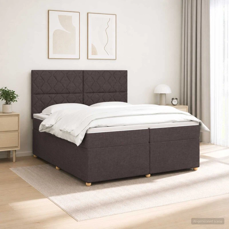 vidaXL Boxmadras med topmadras, Mørk Brun, 200 x 200 cm