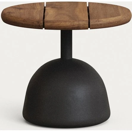 Kave Home Saura sofabord - Sort akacietræ og cement, Ø43 cm