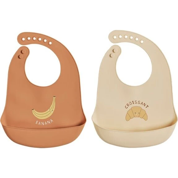 OYOY Yummy silikone hagesmække 2-pak, Caramel/Butter