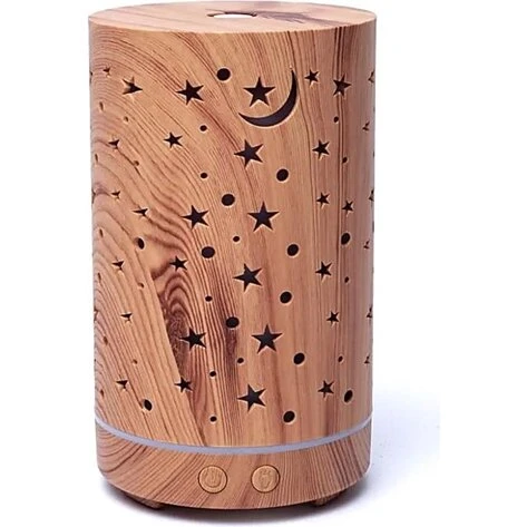 Aroma Starlight diffusor 200 ml – træ-look med måne & stjerner
