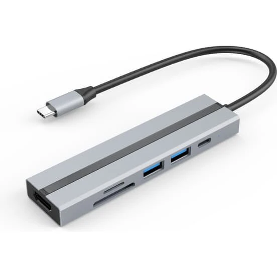 INF 6-i-1 USB-C Hub med 4K HDMI, USB 3.0/2.0 og SD/TF