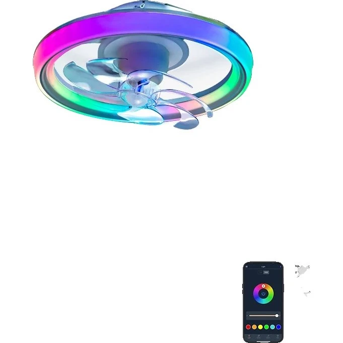 Smart Loftventilator med RGB-belysning og fjernstyring