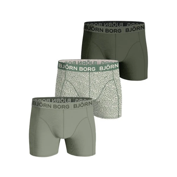 Björn Borg Cotton Stretch Boxers 3-pack, Grøn, S