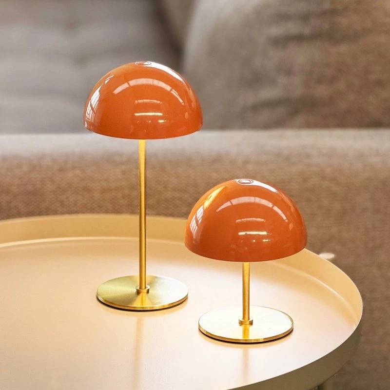 Along LED-bordlampe, orange/messing, 2-pak